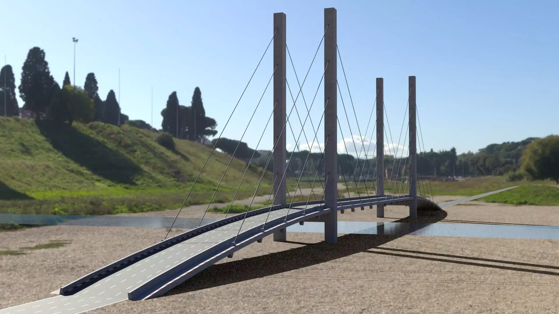 Cable Bridge Low-poly 3D model_0