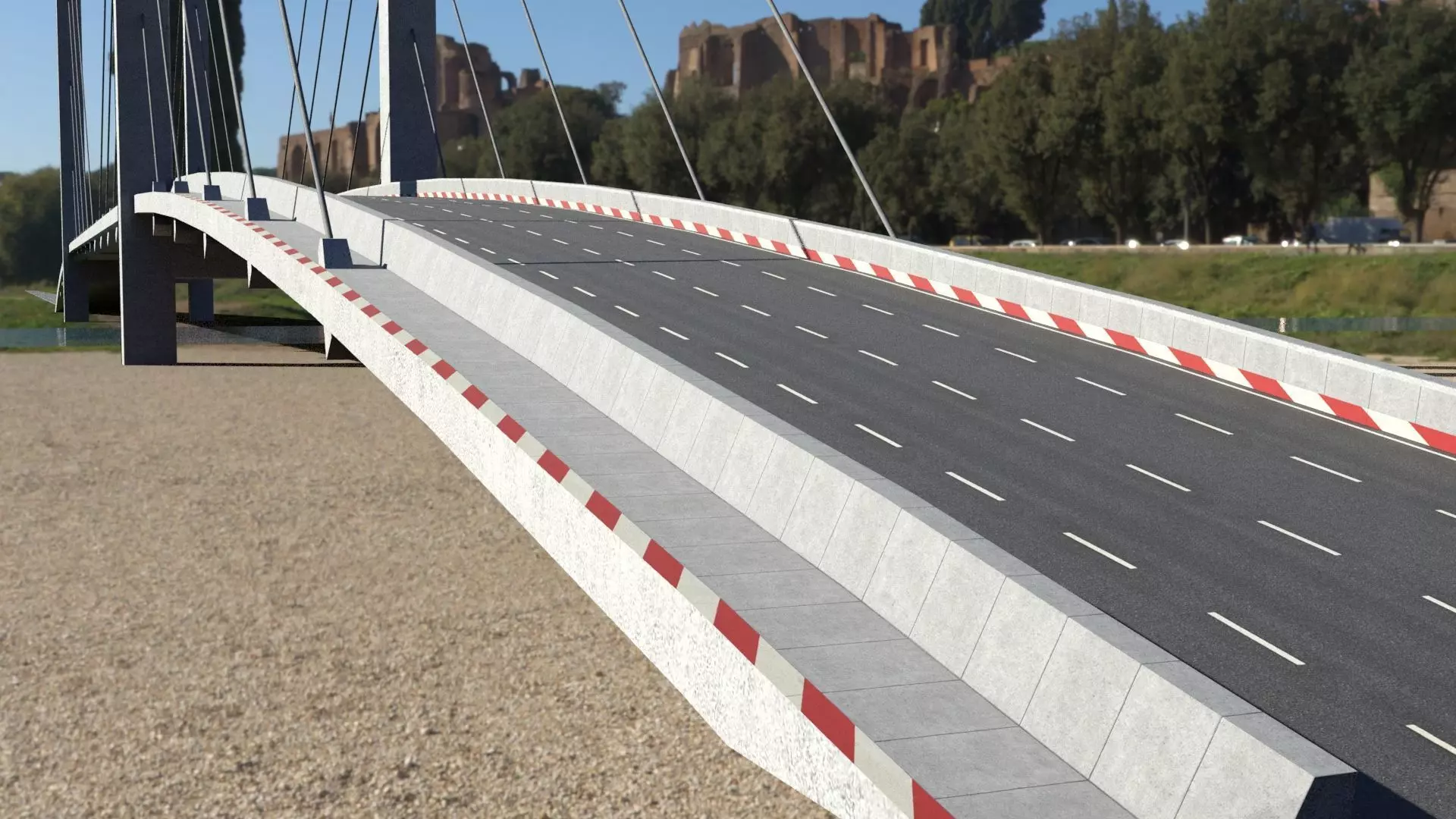 Cable Bridge Low-poly 3D model_2