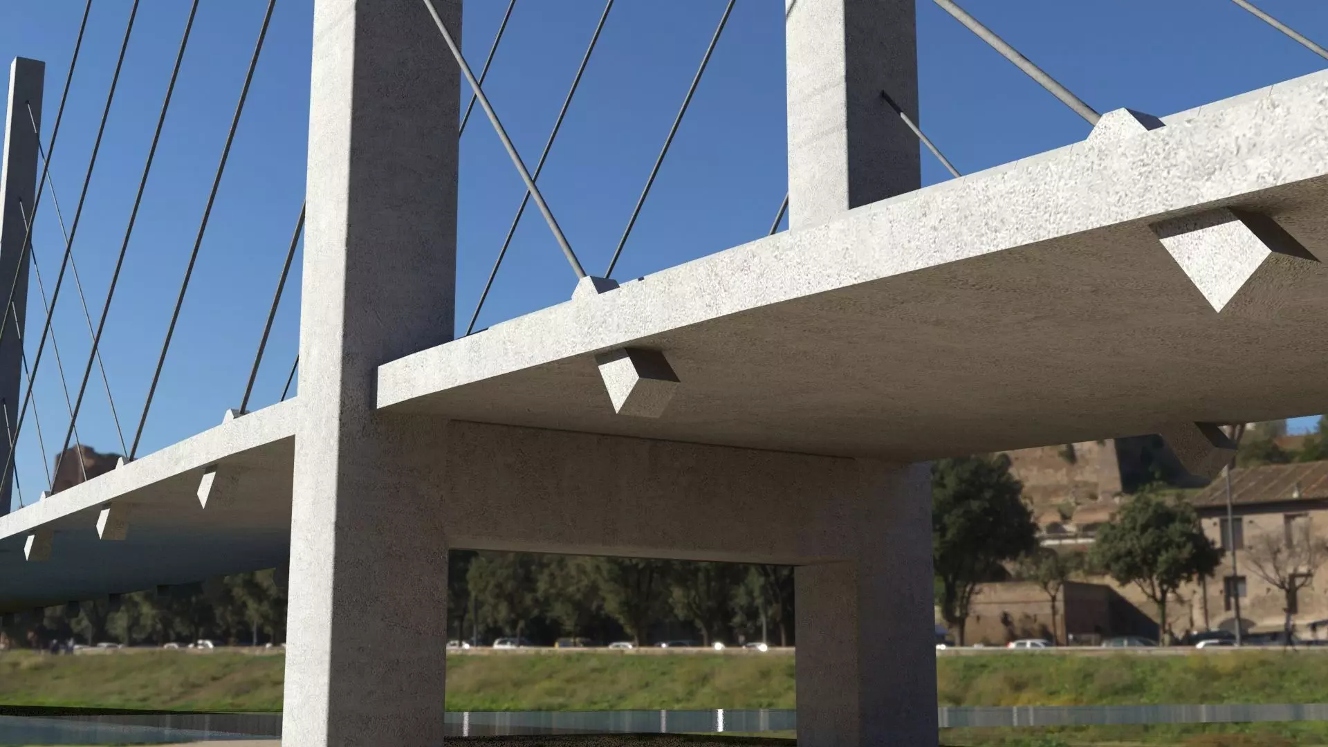 Cable Bridge Low-poly 3D model_5