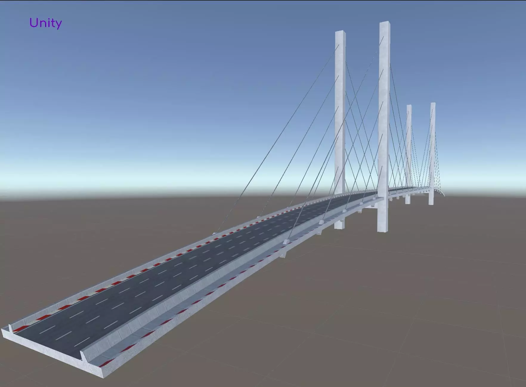 Cable Bridge Low-poly 3D model_9