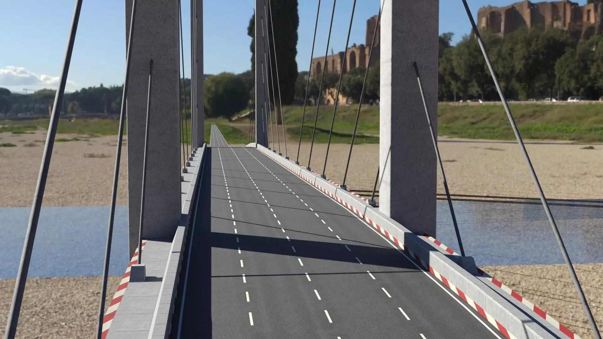 Cable Bridge Low-poly 3D model_3