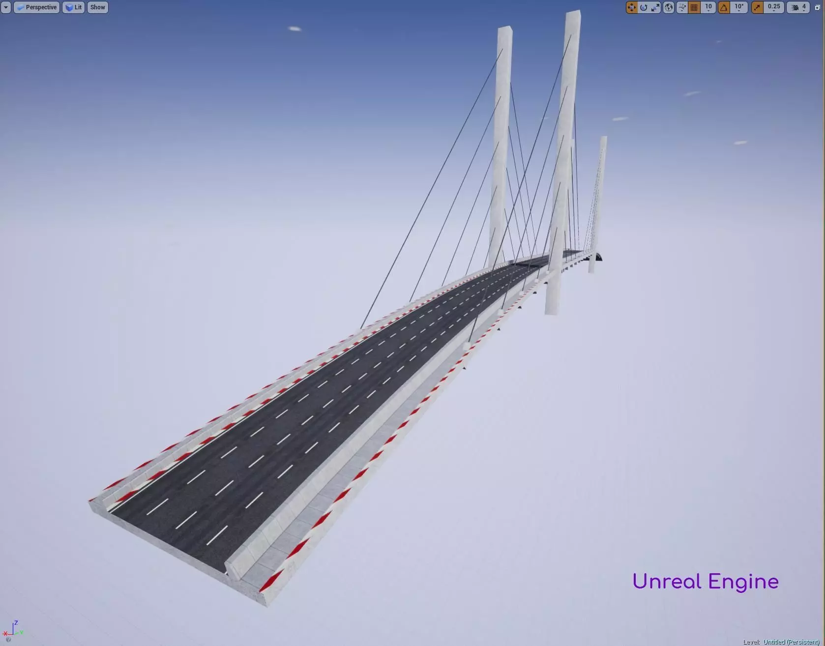 Cable Bridge Low-poly 3D model_11
