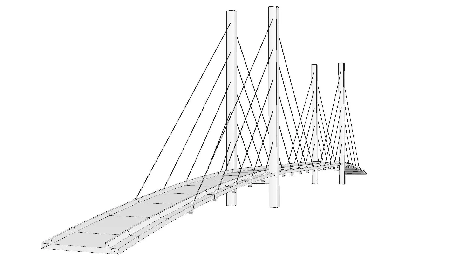 Cable Bridge Low-poly 3D model_13
