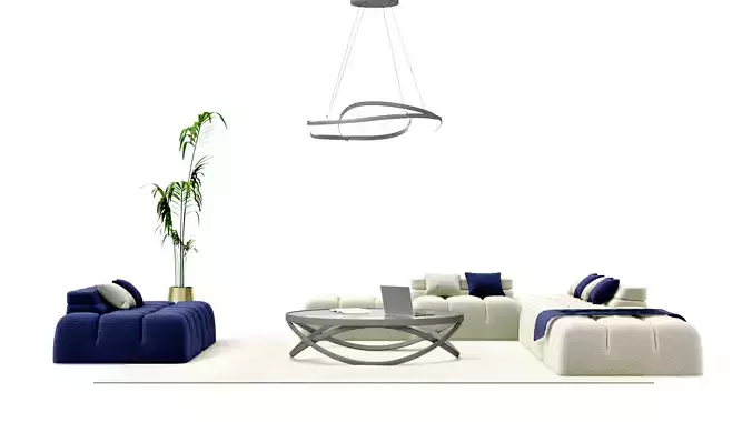 Navy blue and white modern classic living room furniture set