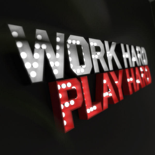 Luminous Letters Work Hard Play Hard 3D model_2
