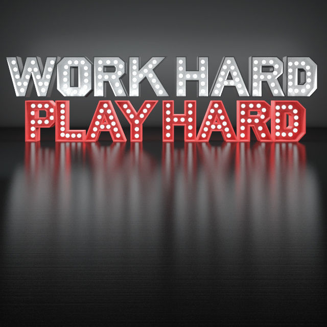 Luminous Letters Work Hard Play Hard 3D model_4