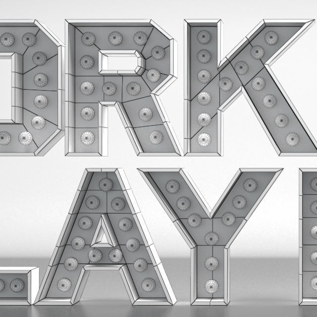 Luminous Letters Work Hard Play Hard 3D model_5
