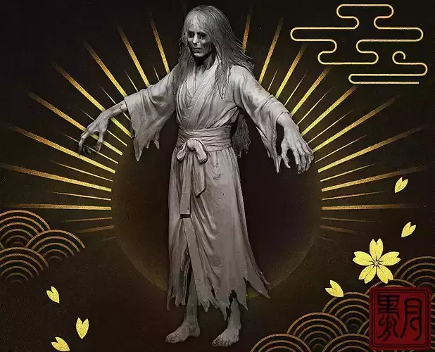 Japanese Ghost - Horror Spirit  Yurei FBX OBJ ZPR STL
