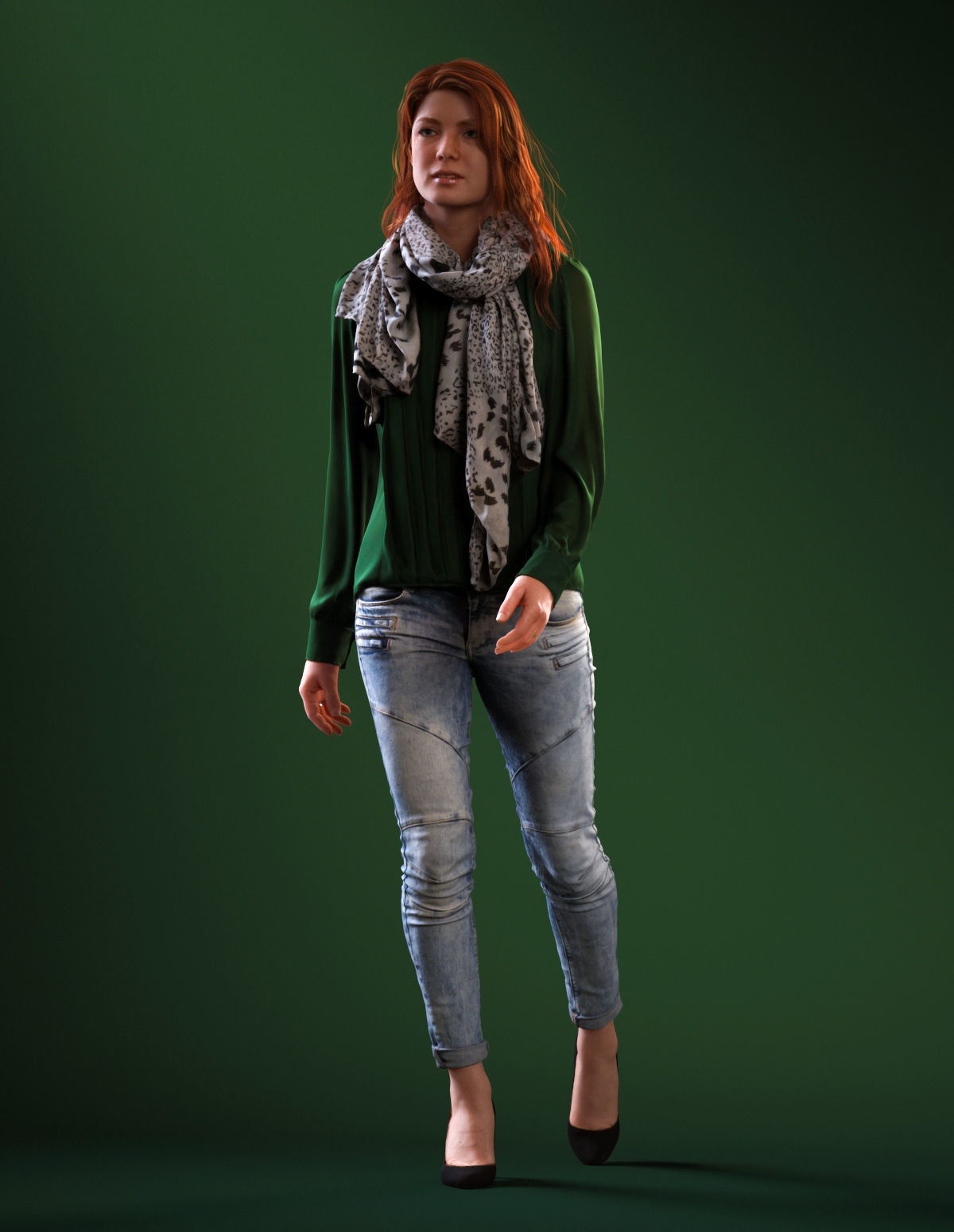 00021Yvonne004 woman in jeans and sweater 3D model_4