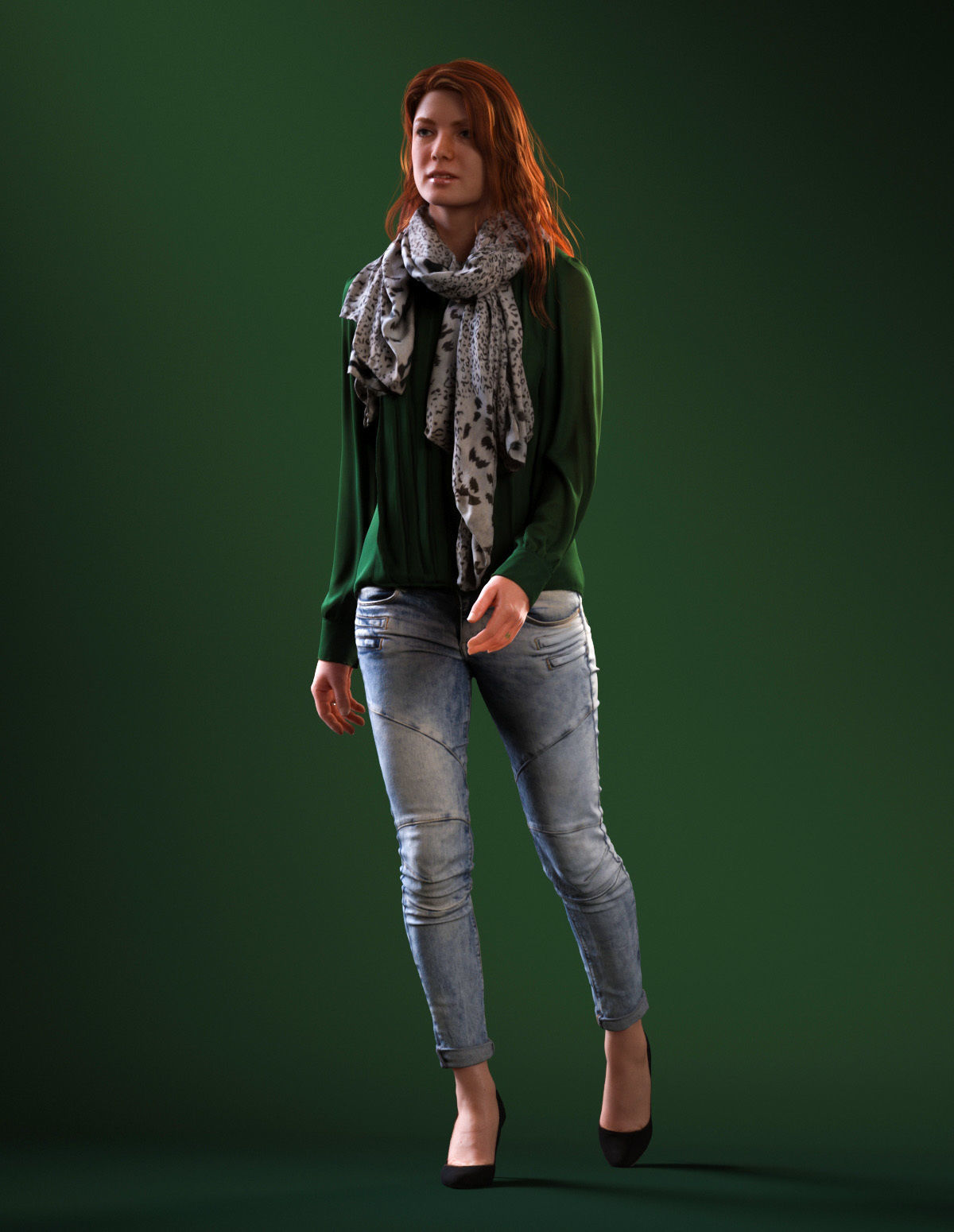 00021Yvonne004 woman in jeans and sweater 3D model_11