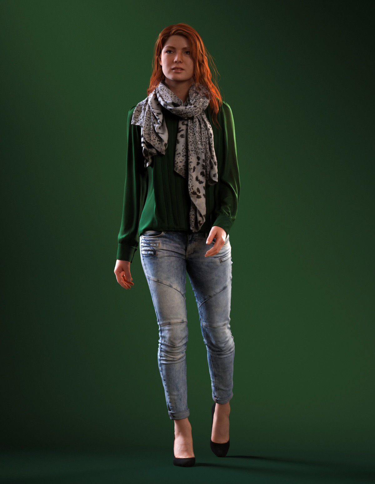 00021Yvonne004 woman in jeans and sweater 3D model_1