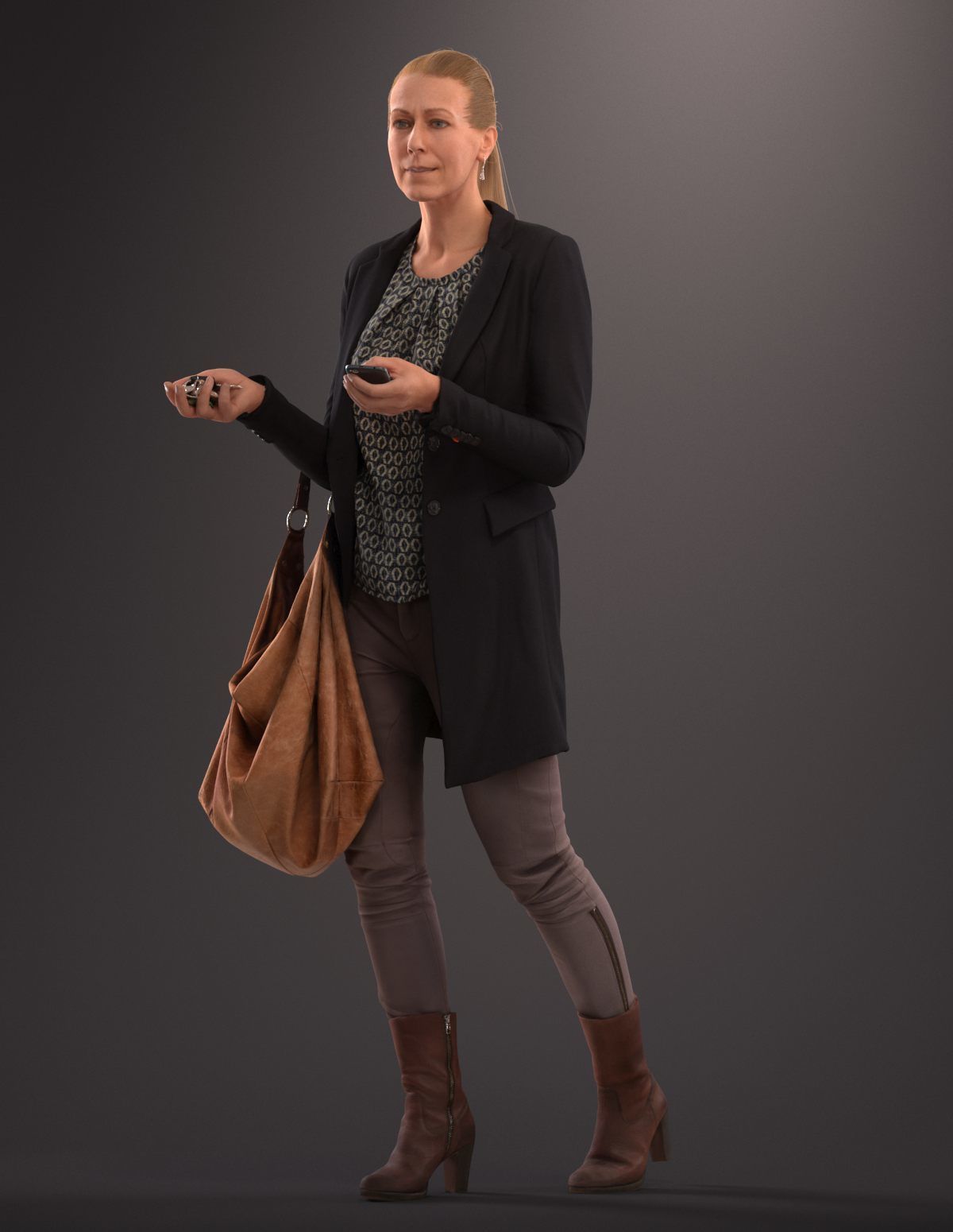00049Linda004 woman holding bag 3D model_11