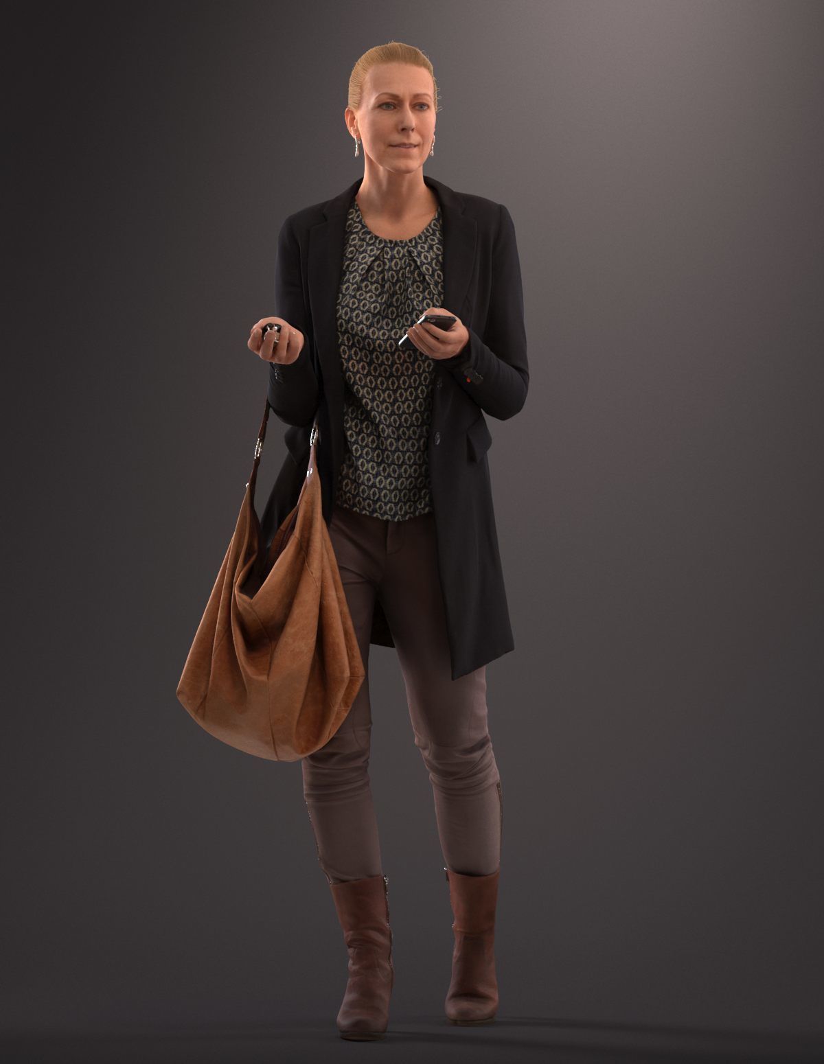 00049Linda004 woman holding bag 3D model_8