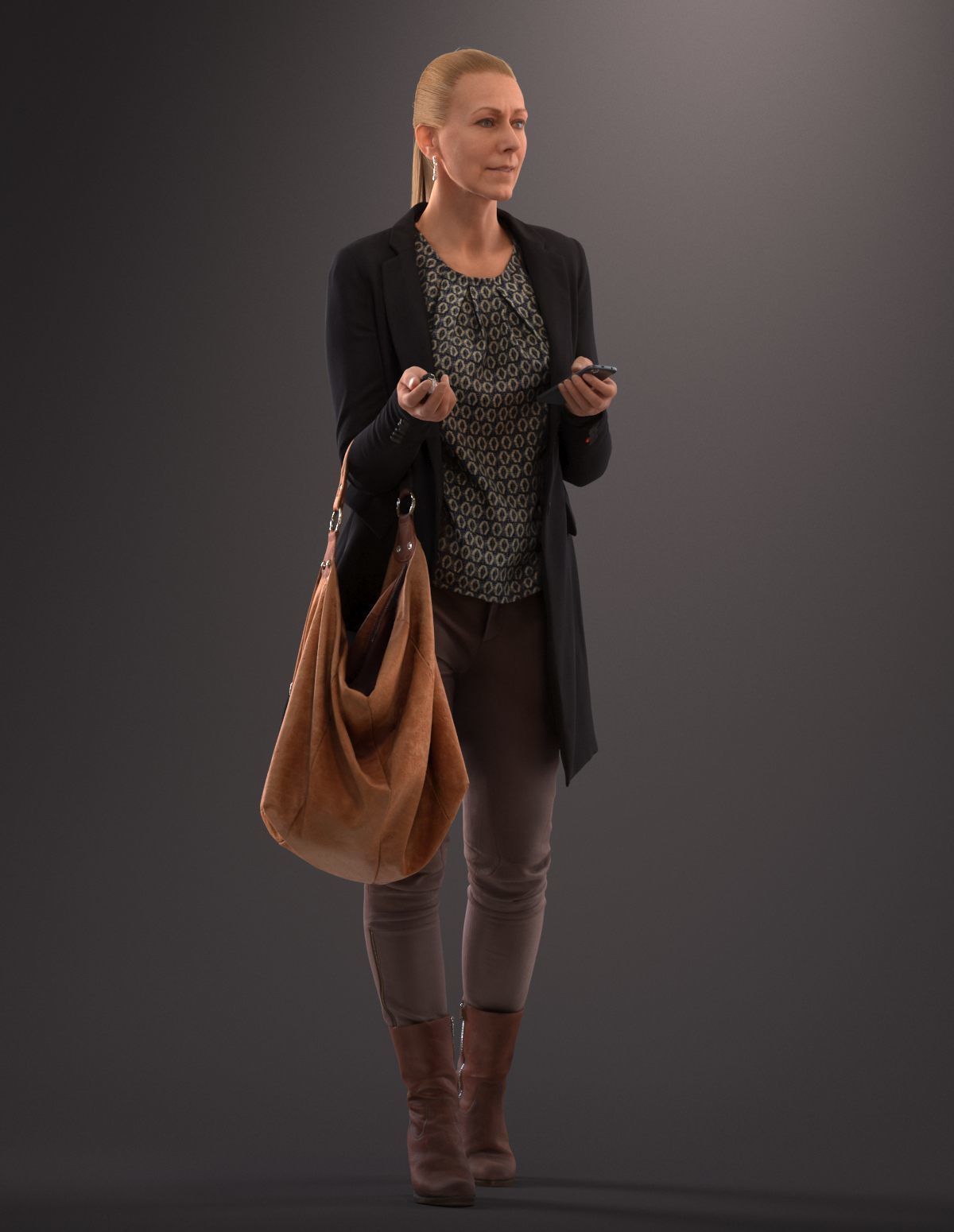 00049Linda004 woman holding bag 3D model_10