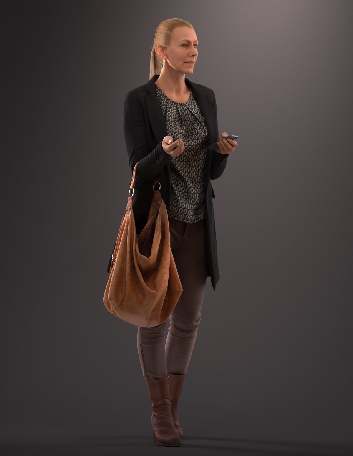 00049Linda004 woman holding bag 3D model_4
