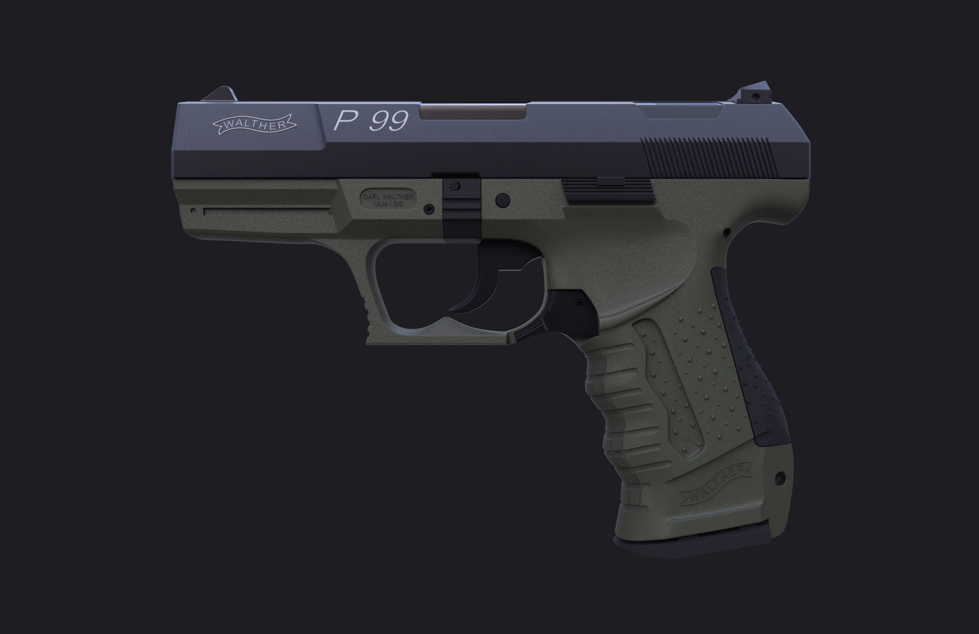 Walther P99 - High poly 3D model_1