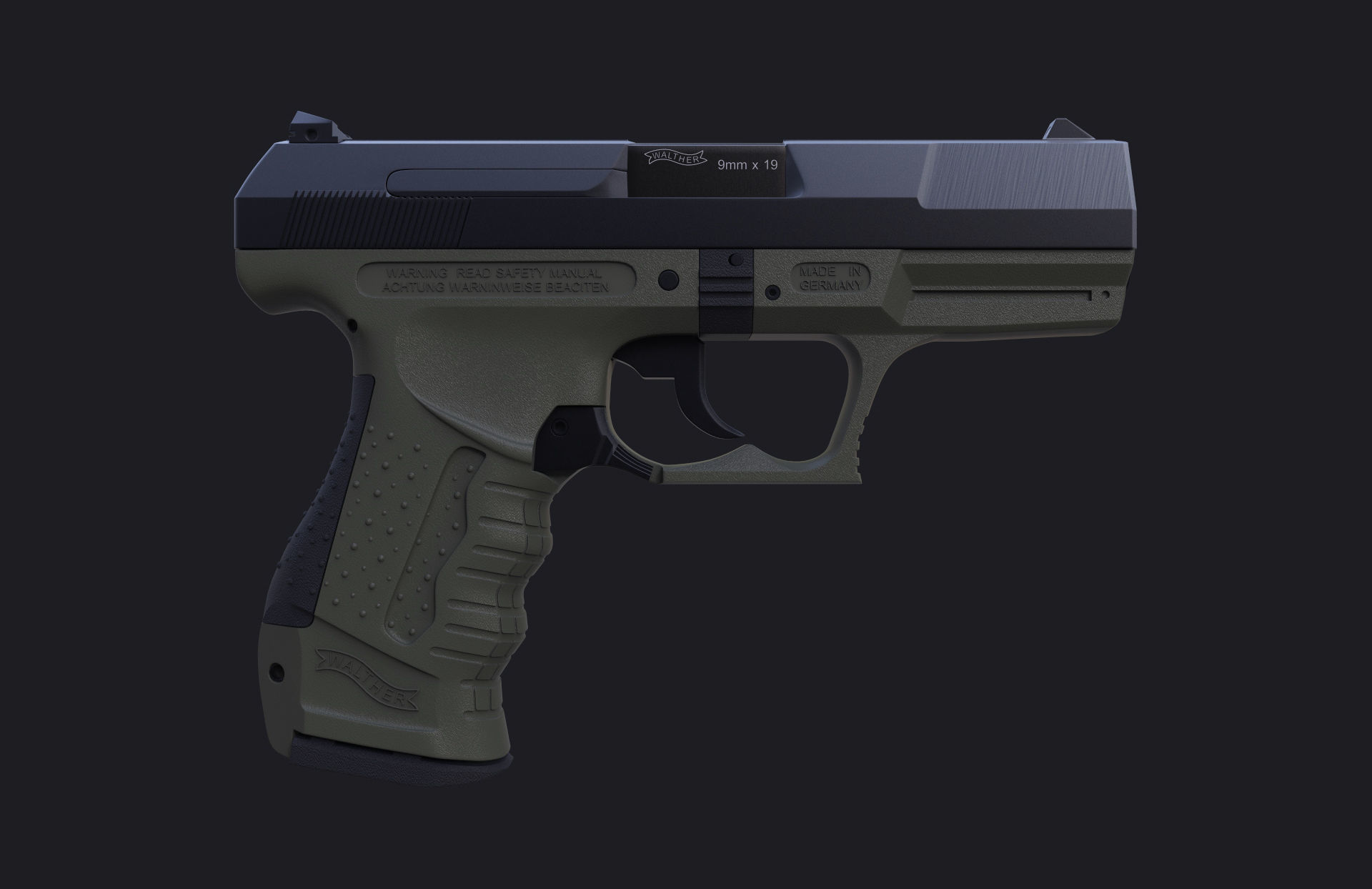 Walther P99 High poly 3D model CGTrader