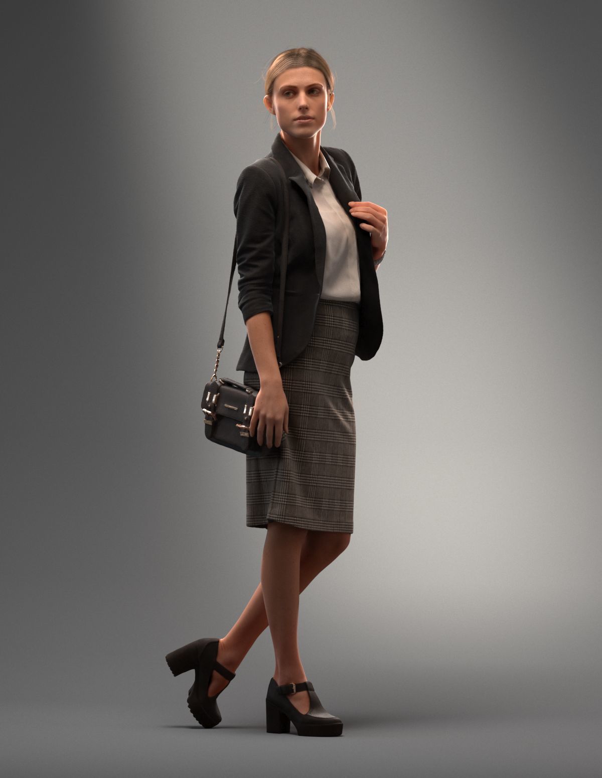 00035Esmay004 woman wearing suit and carrying purse 3D model_4