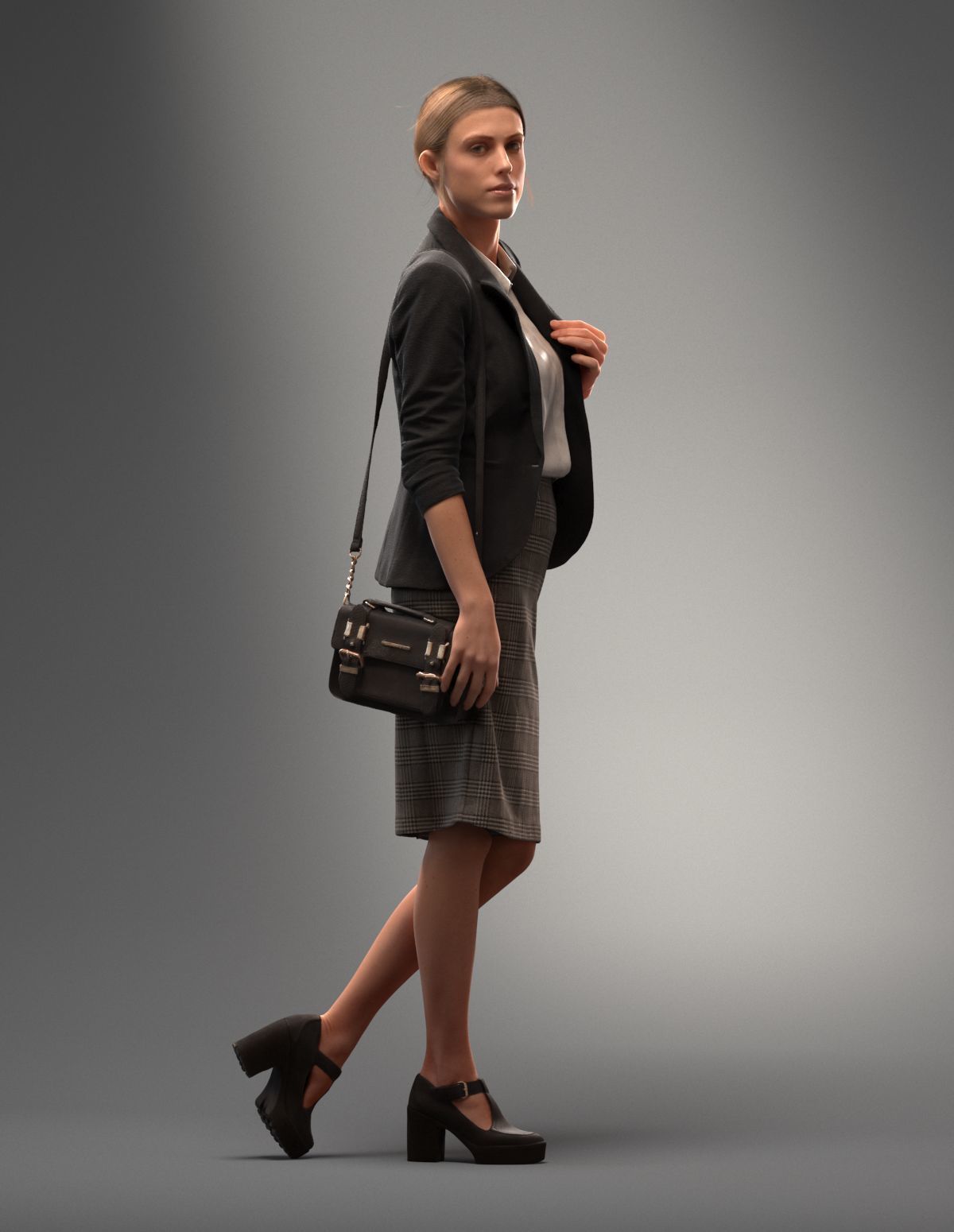 00035Esmay004 woman wearing suit and carrying purse 3D model_2