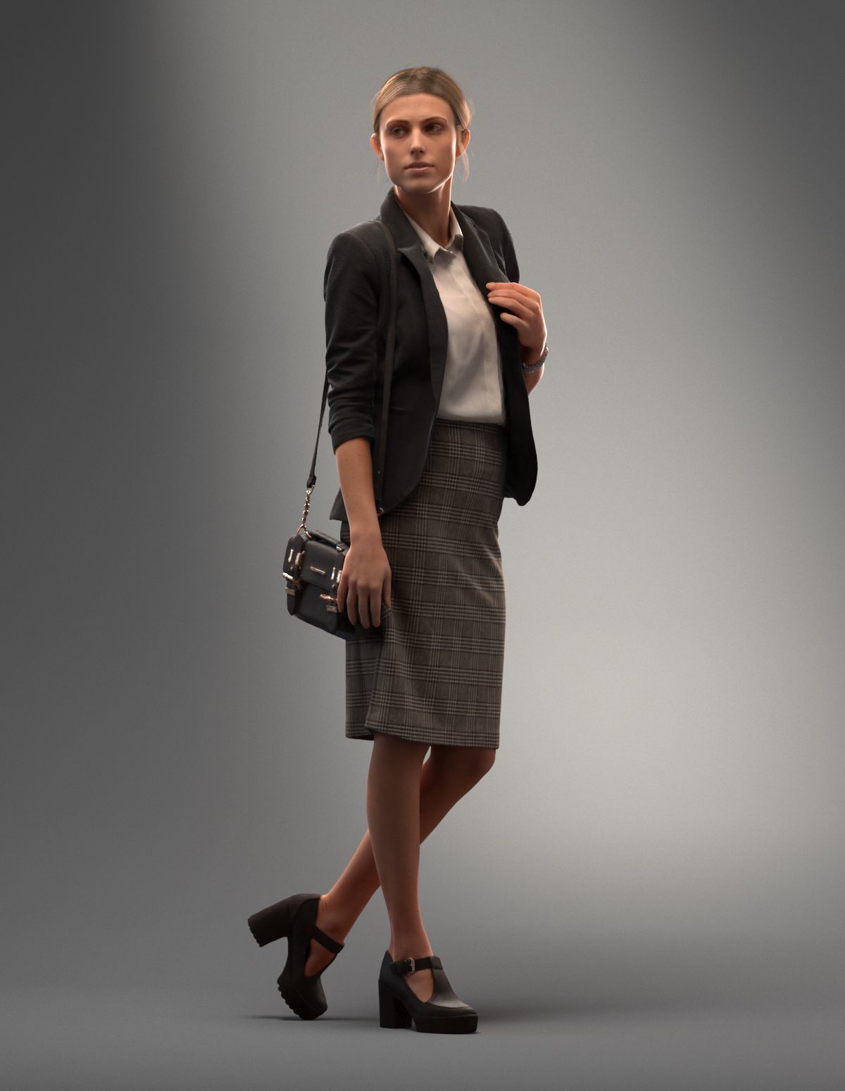 00035Esmay004 woman wearing suit and carrying purse 3D model_1