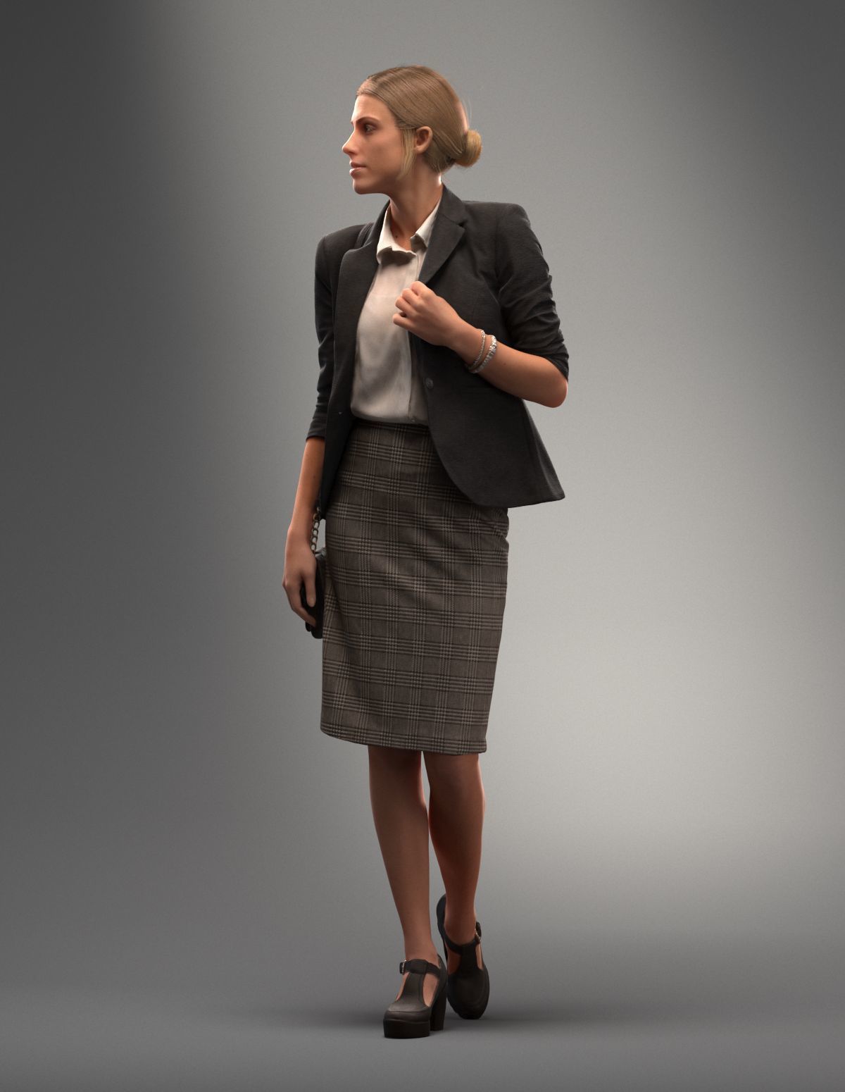 00035Esmay004 woman wearing suit and carrying purse 3D model_11