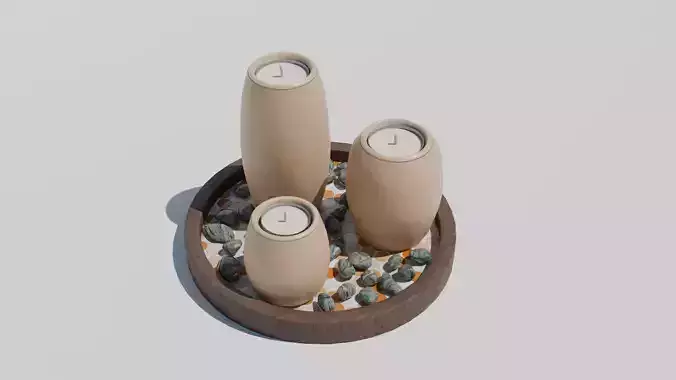 Set de Bougies Zen  Modele 3D decoratif  Textures PBR  FBX  OBJ