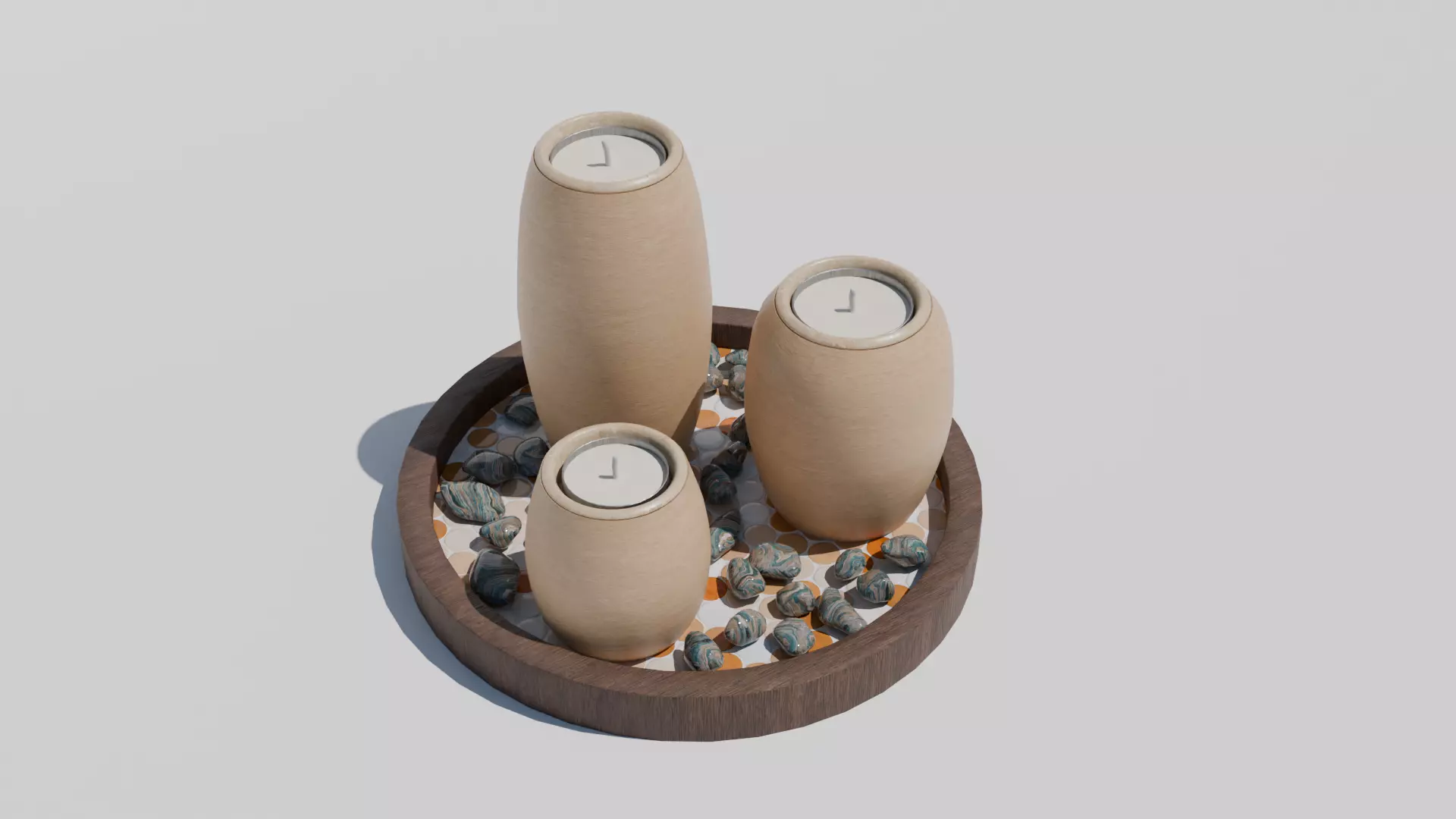 Set de Bougies Zen Modele 3D decoratif Textures PBR FBX OBJ Free 3D model_0