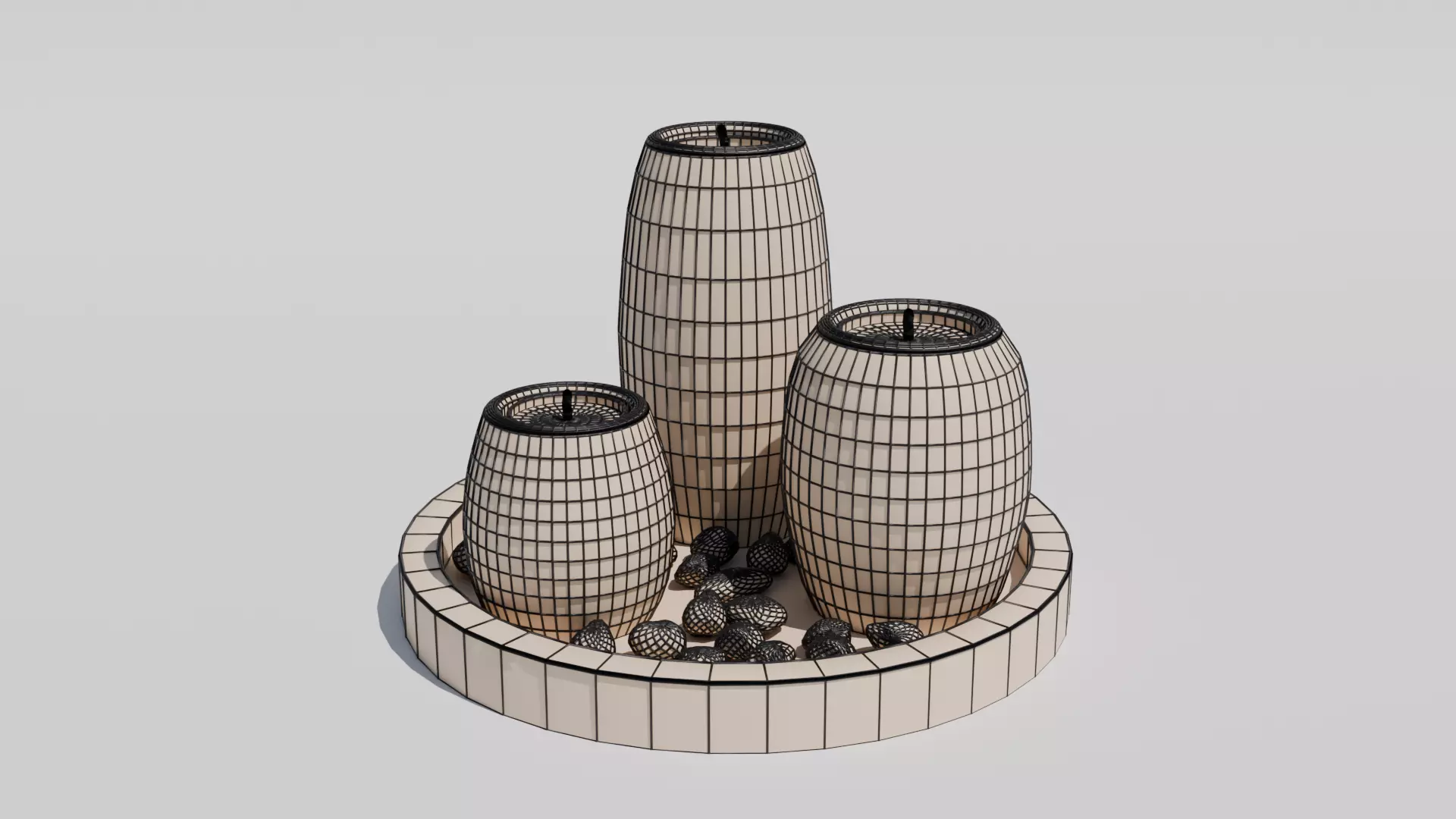 Set de Bougies Zen Modele 3D decoratif Textures PBR FBX OBJ Free 3D model_4