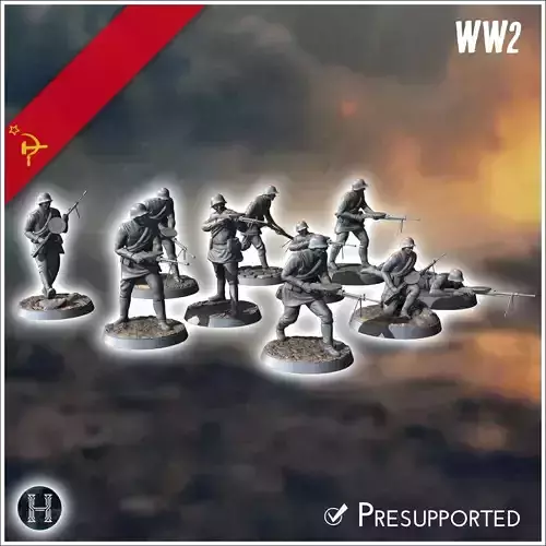 Set of 10 WW2 LMG Soviet soldiers with Degtyaryov DP-27 8 - Sovi