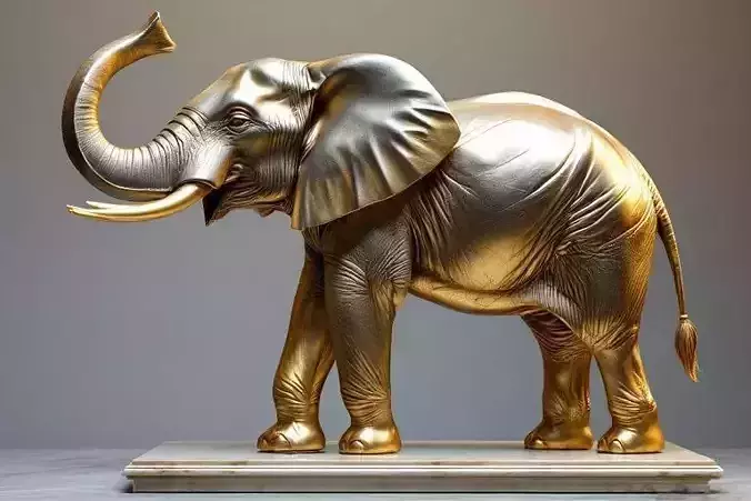 The Ultimate Luxury Decor Substantial Intricately Gold Elephant 3D print model