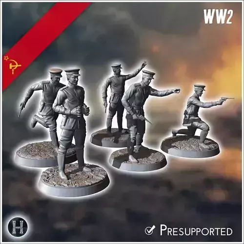 Set of 5 WW2 Soviet officers with Nagant M1895 revolvers 10 - So