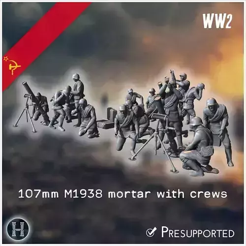 107mm M1938 Soviet heavy mortars squad with 15 crews 2 - Soviet 