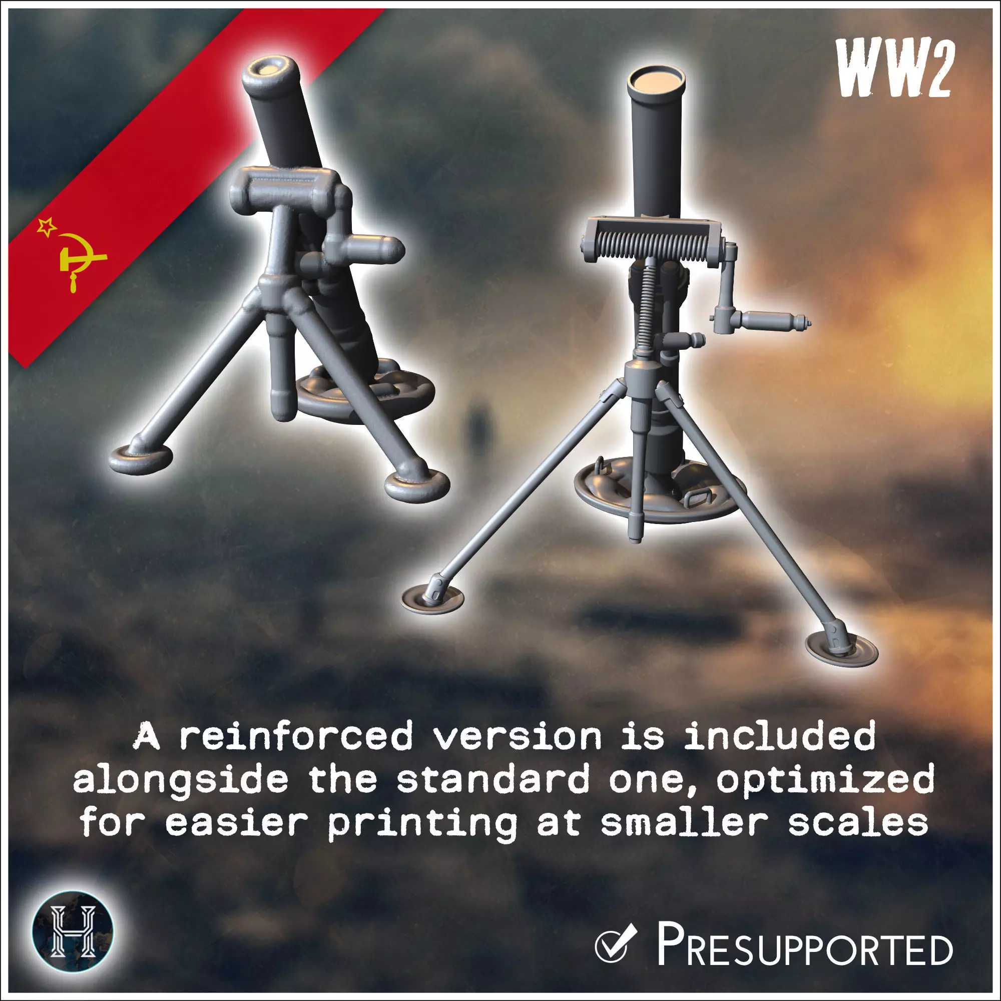 107mm M1938 Soviet heavy mortars squad with 15 crews 2 - Soviet 3D print model_7