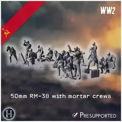 50mm RM-38 Soviet light mortars squad with 15 crews 3 - Soviet a