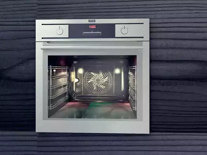 microwave stainless steel oven on wooden wall 3D model
