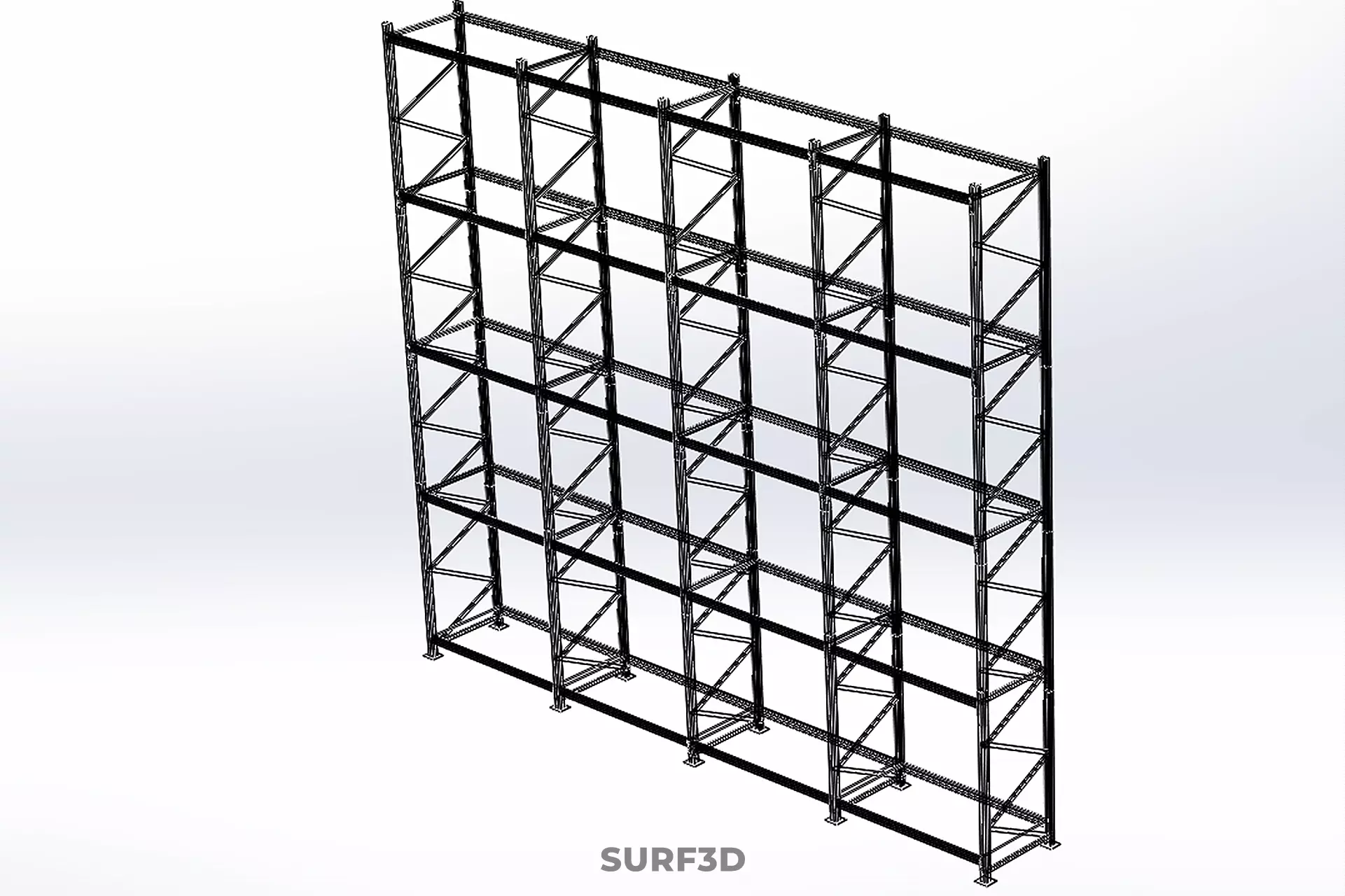 STEEL WOOD WAREHOUSE METAL SHELVING ORGANIZED STORAGE RACK SHELF 3D model_27