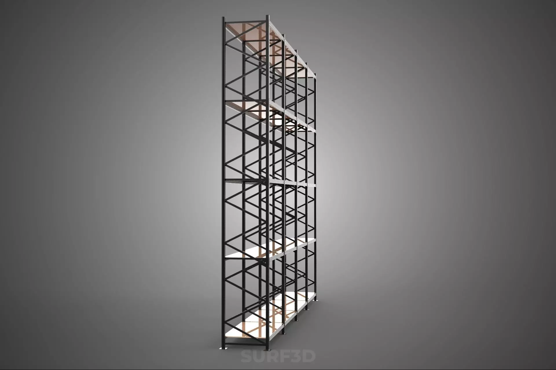 STEEL WOOD WAREHOUSE METAL SHELVING ORGANIZED STORAGE RACK SHELF 3D model_18