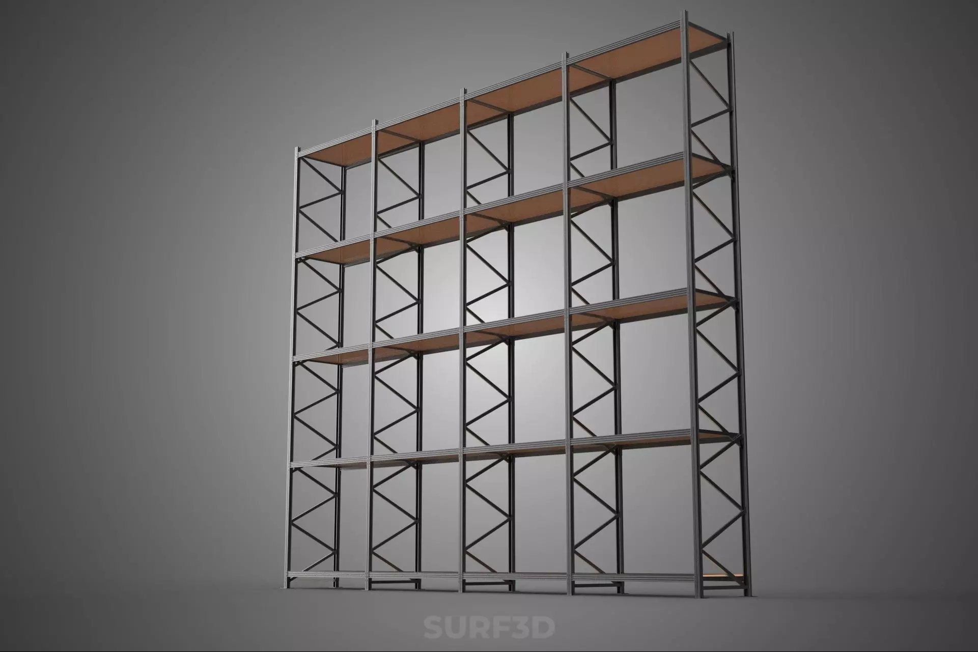 STEEL WOOD WAREHOUSE METAL SHELVING ORGANIZED STORAGE RACK SHELF 3D model_13