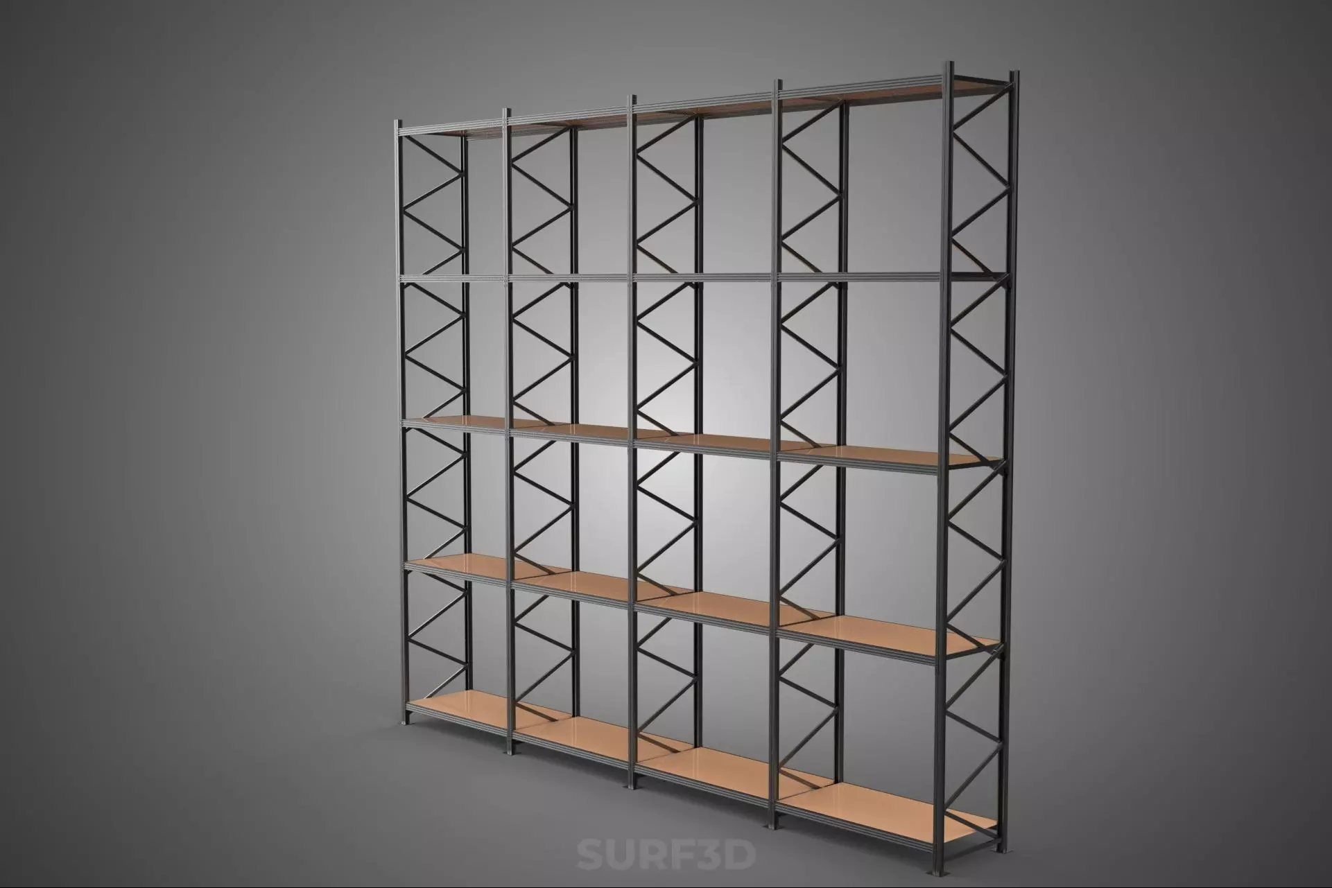 STEEL WOOD WAREHOUSE METAL SHELVING ORGANIZED STORAGE RACK SHELF 3D model_8