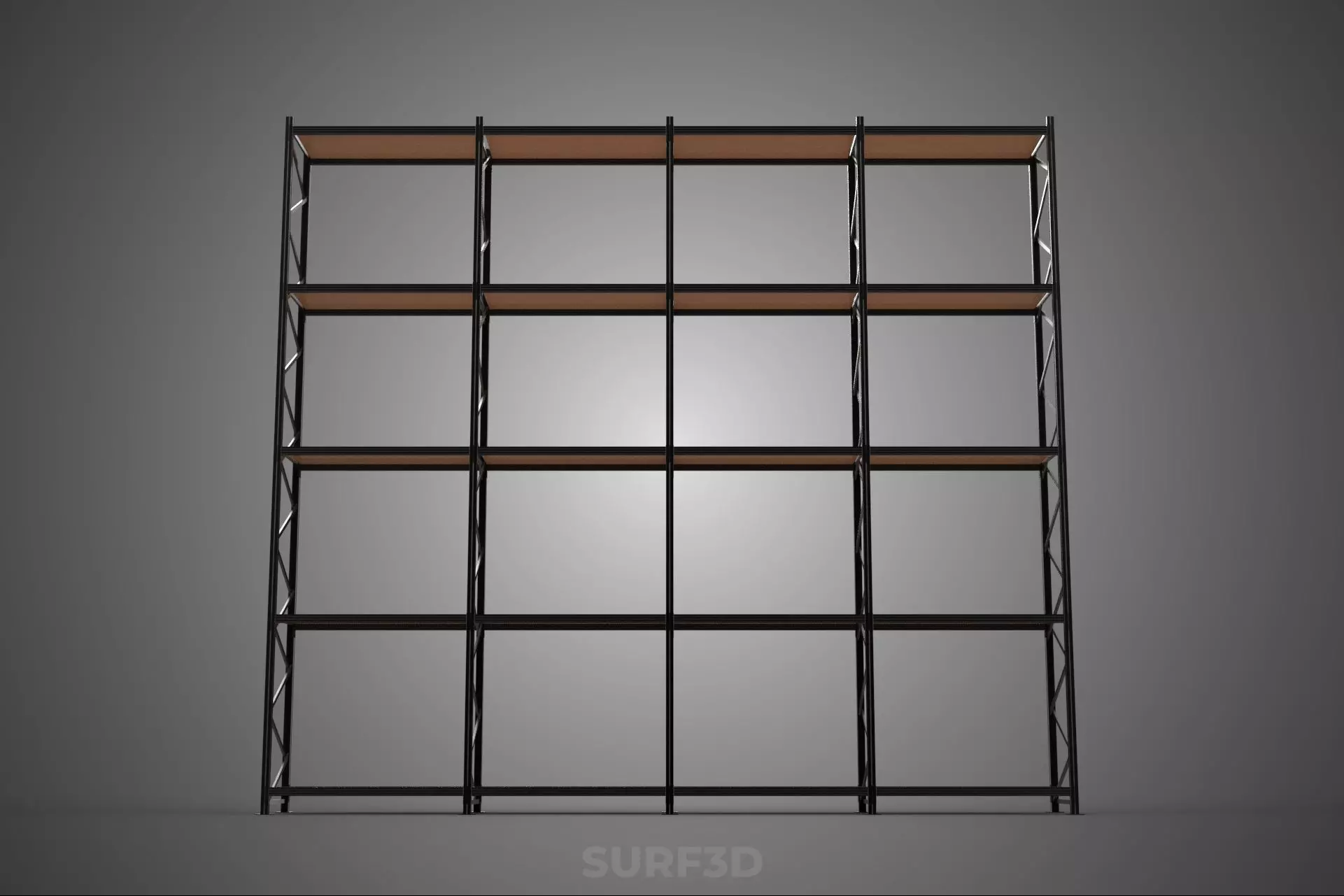 STEEL WOOD WAREHOUSE METAL SHELVING ORGANIZED STORAGE RACK SHELF 3D model_12