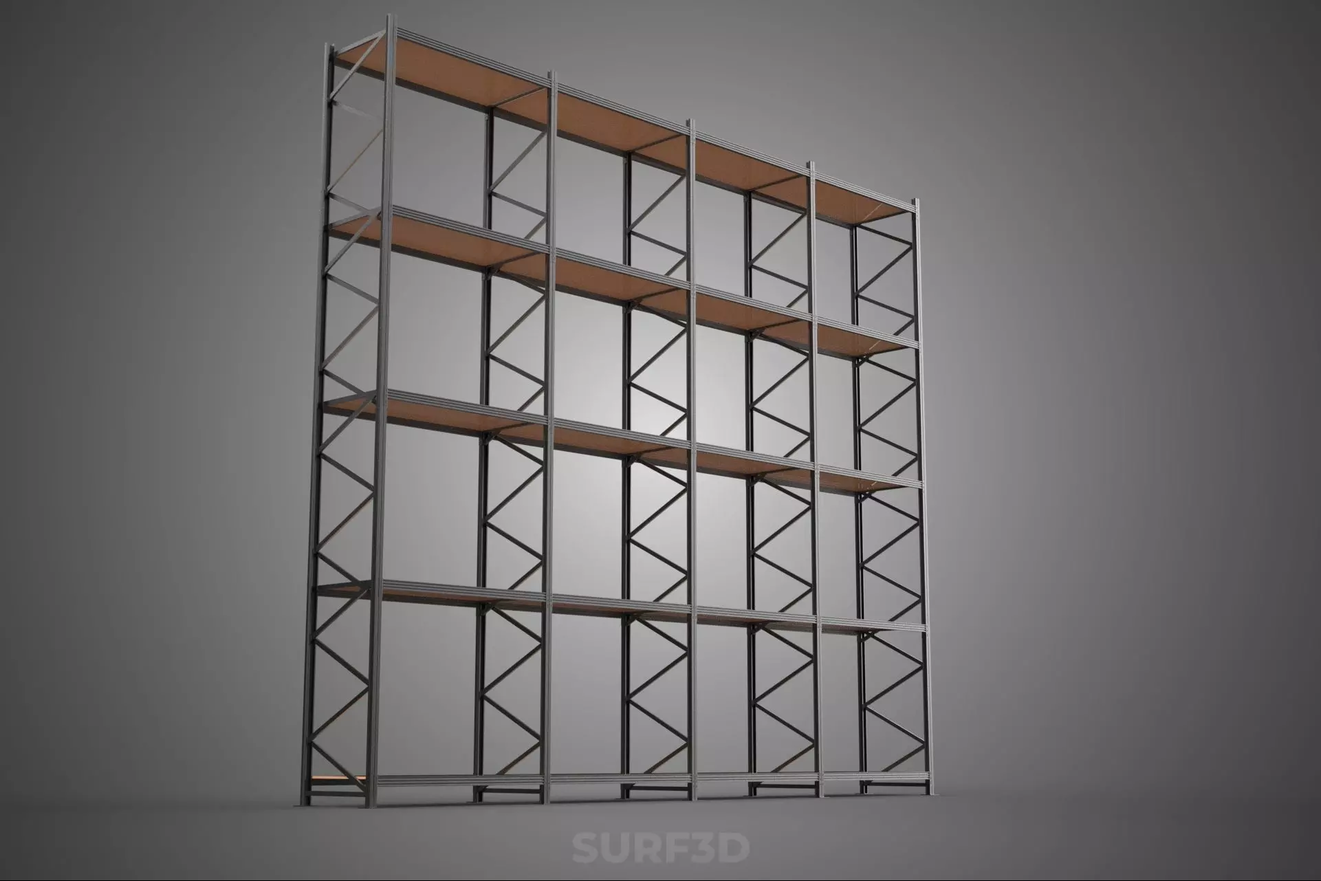 STEEL WOOD WAREHOUSE METAL SHELVING ORGANIZED STORAGE RACK SHELF 3D model_11
