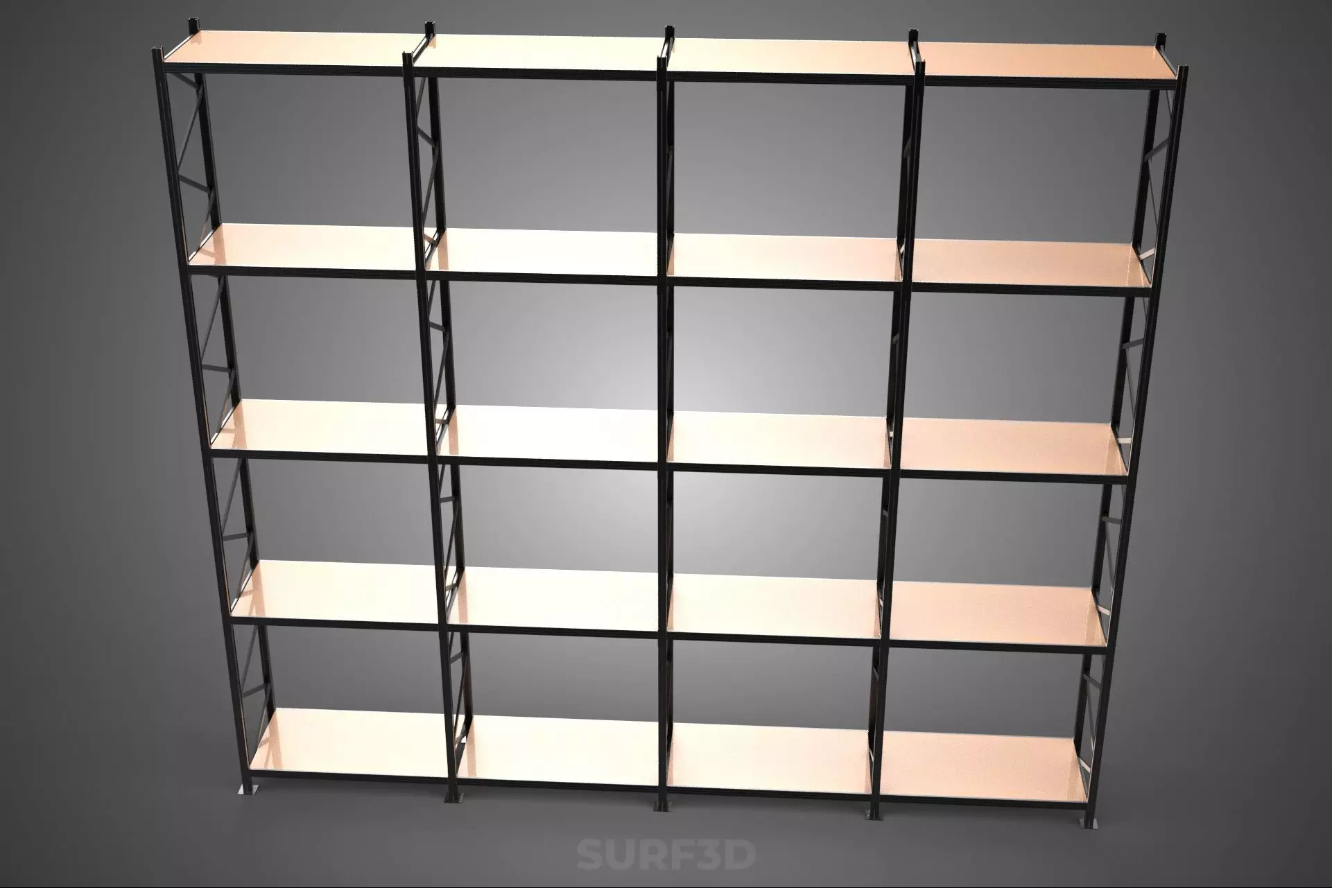STEEL WOOD WAREHOUSE METAL SHELVING ORGANIZED STORAGE RACK SHELF 3D model_22