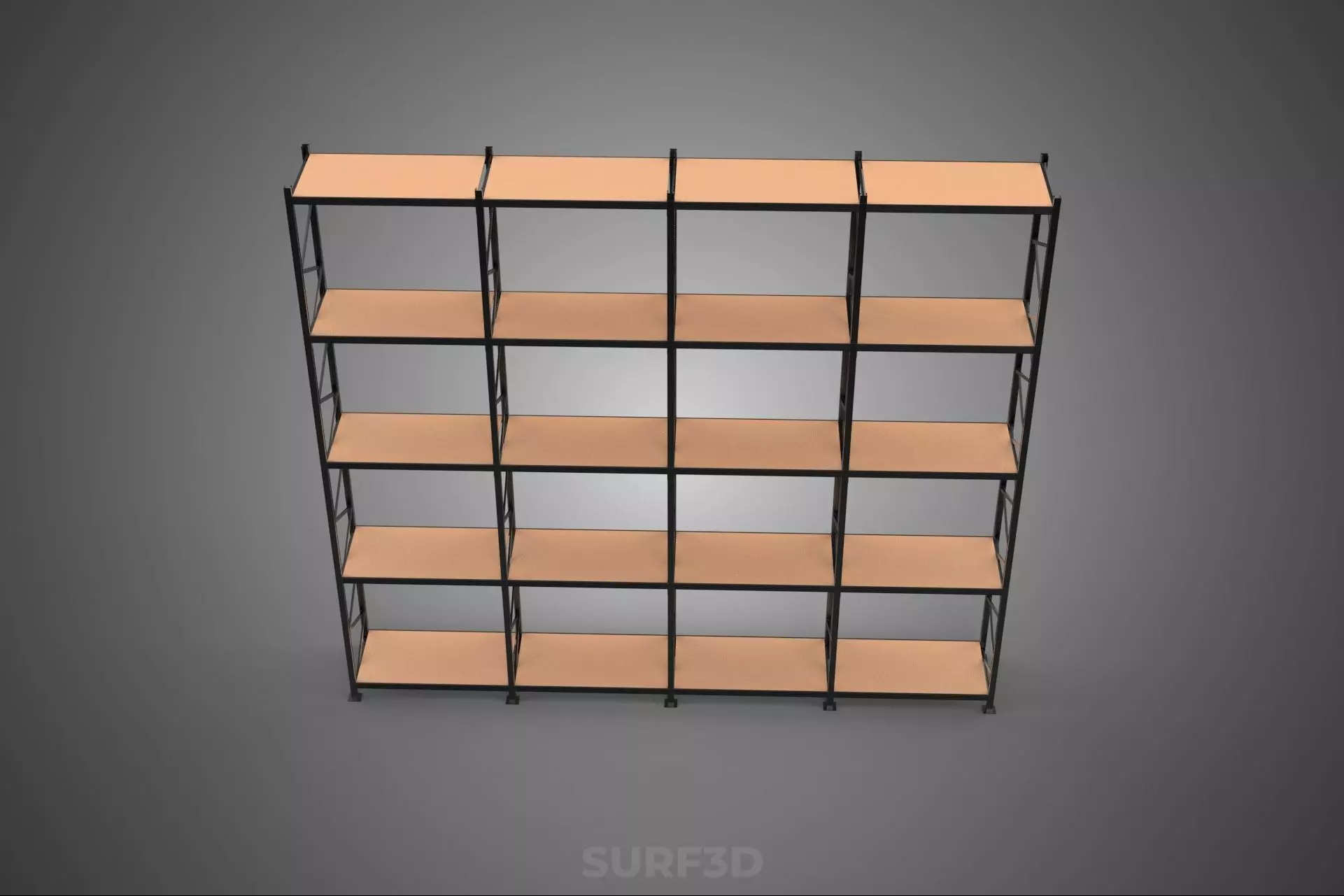 STEEL WOOD WAREHOUSE METAL SHELVING ORGANIZED STORAGE RACK SHELF 3D model_5