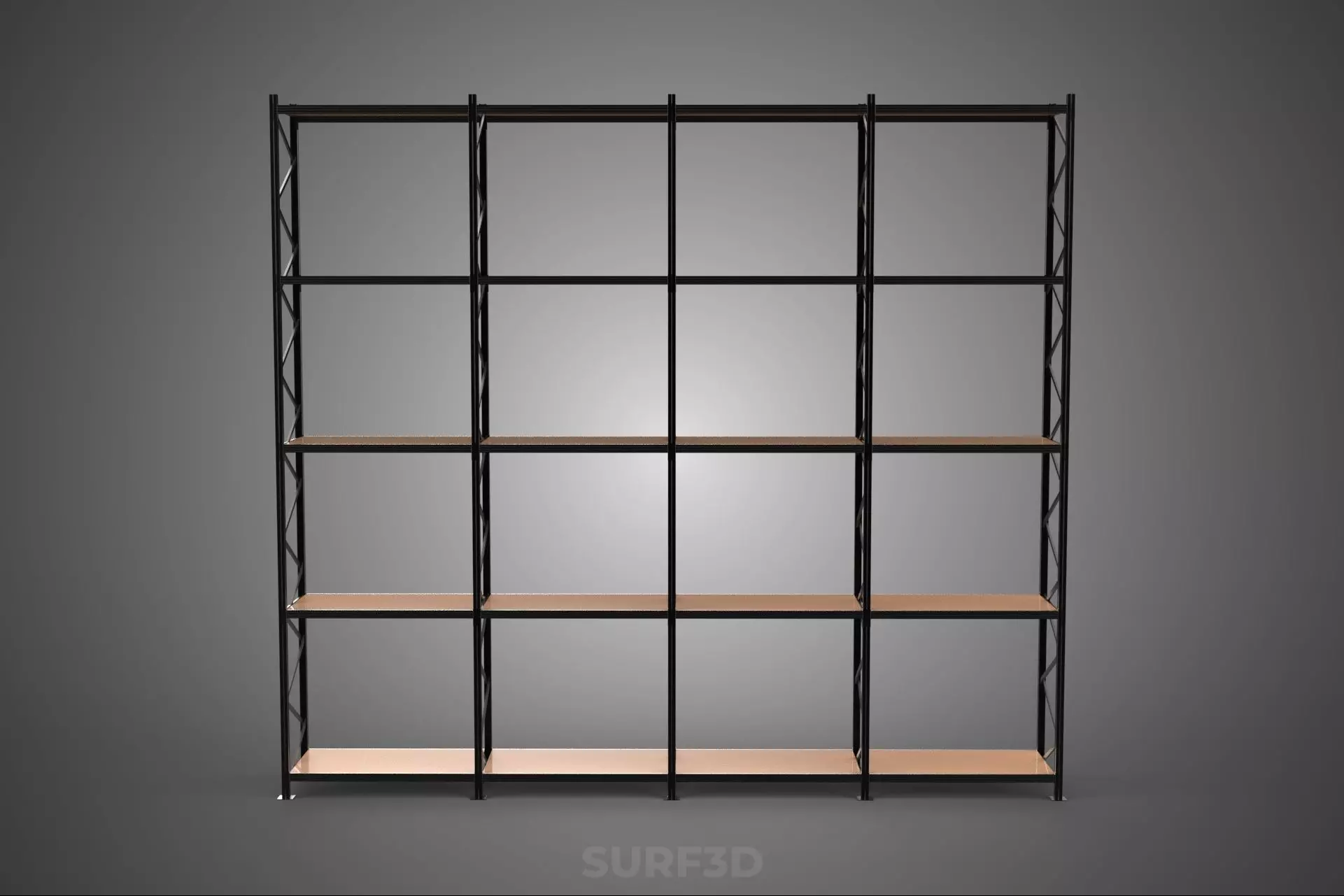 STEEL WOOD WAREHOUSE METAL SHELVING ORGANIZED STORAGE RACK SHELF 3D model_7