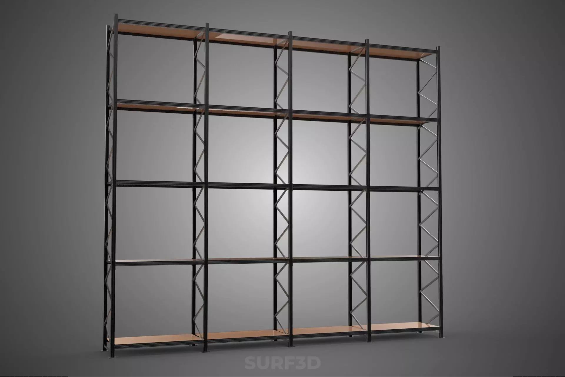 STEEL WOOD WAREHOUSE METAL SHELVING ORGANIZED STORAGE RACK SHELF 3D model_21