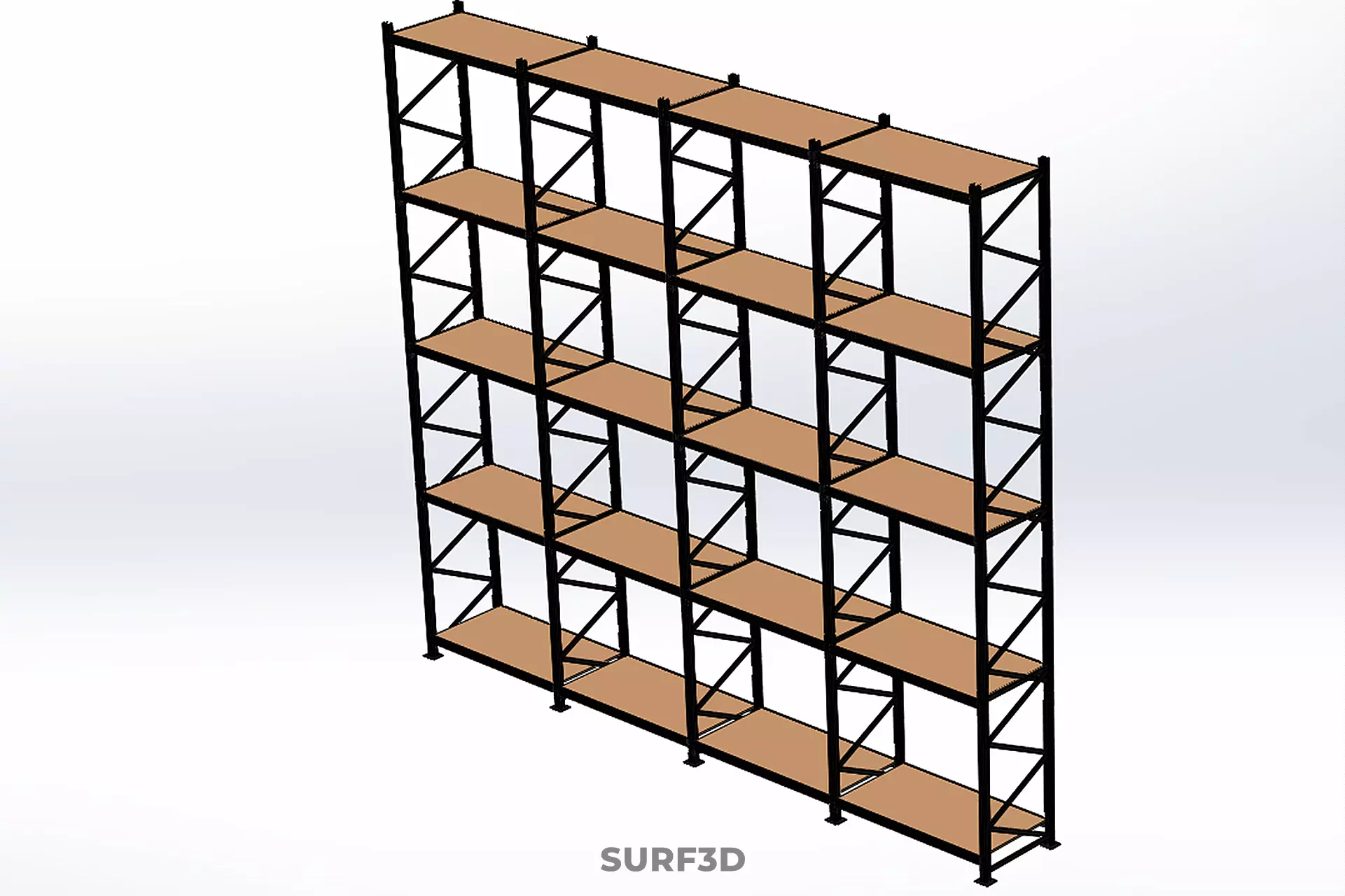 STEEL WOOD WAREHOUSE METAL SHELVING ORGANIZED STORAGE RACK SHELF 3D model_26