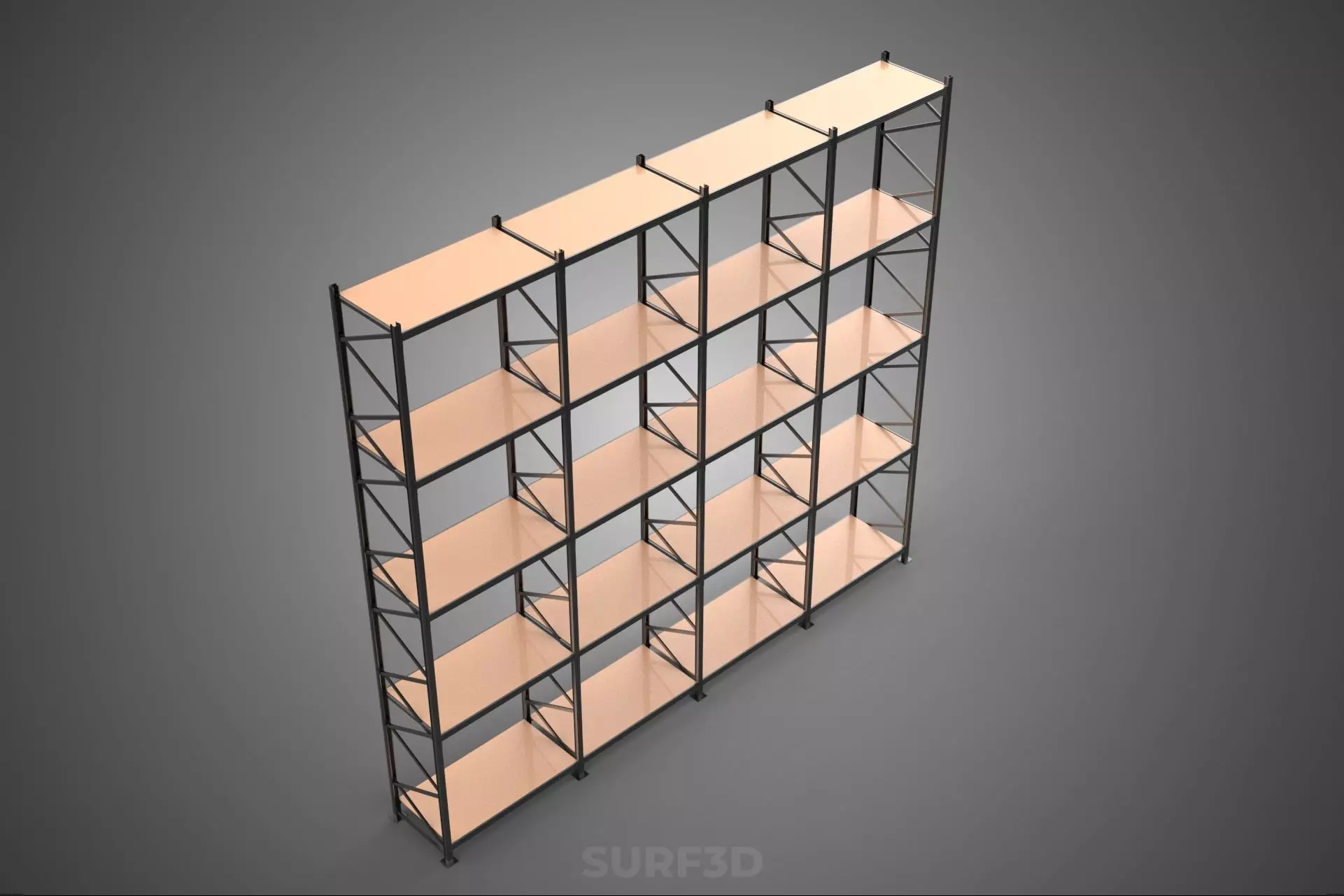 STEEL WOOD WAREHOUSE METAL SHELVING ORGANIZED STORAGE RACK SHELF 3D model_4