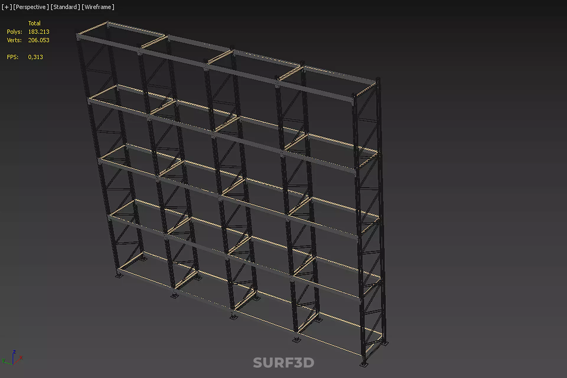 STEEL WOOD WAREHOUSE METAL SHELVING ORGANIZED STORAGE RACK SHELF 3D model_24