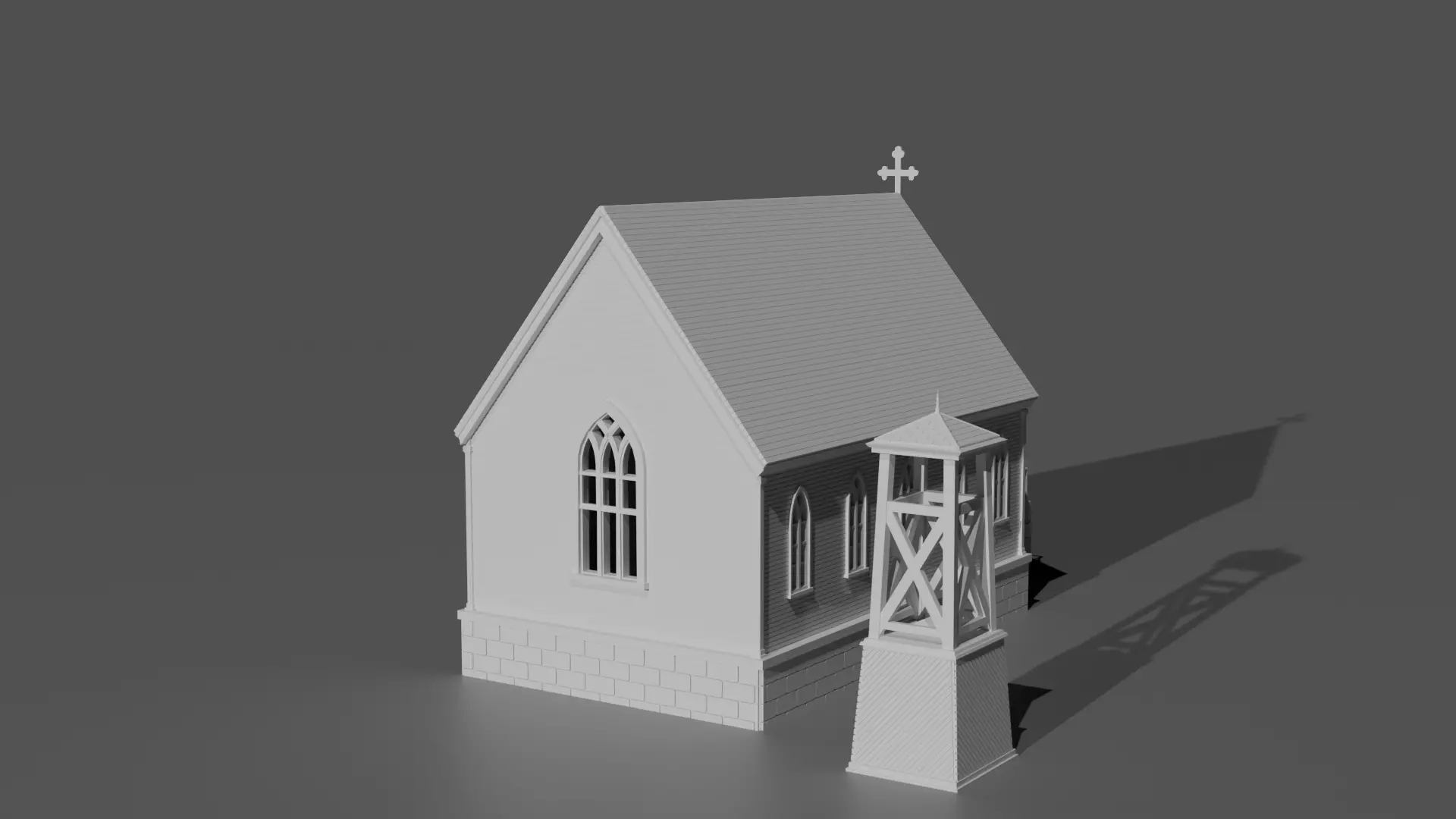 Historic Countryside Church Chapel Blender STL Game Ready 3D print model_1
