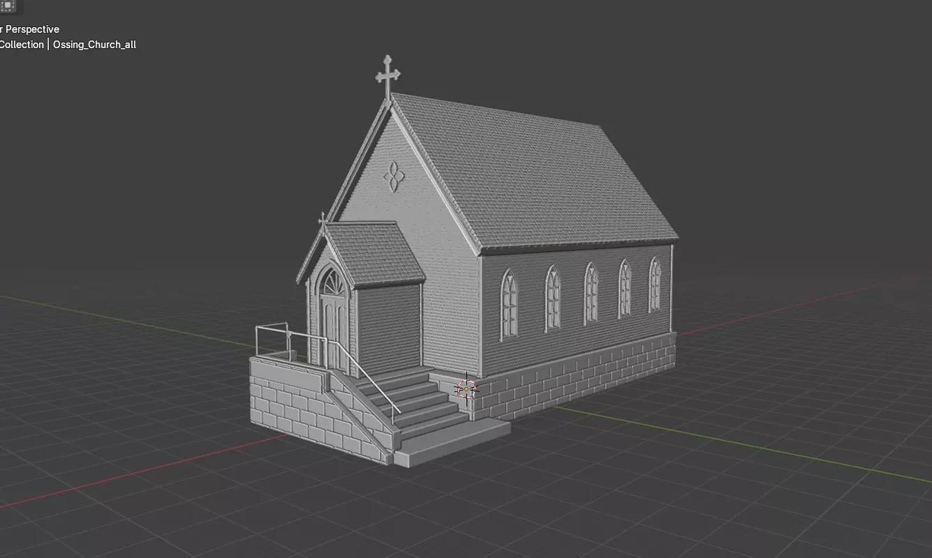 Historic Countryside Church Chapel Blender STL Game Ready 3D print model_16